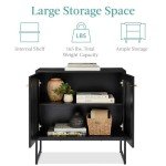 Rattan Storage Cabinet with Two Doors - Black