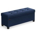 SONGMICS Foldable Storage Ottoman Bench in Midnight Blue