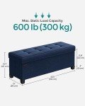 SONGMICS Foldable Storage Ottoman Bench in Midnight Blue