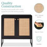 Rattan Storage Cabinet with Two Doors - Black