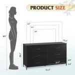WLIVE 6-Drawer Fabric Dresser and TV Stand
