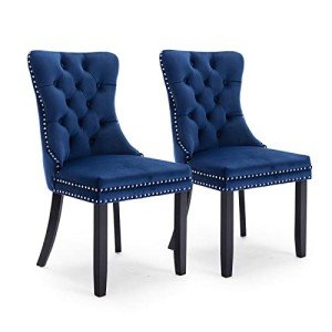 Blue Velvet Dining Chairs Set of 2