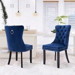 Blue Velvet Dining Chairs Set of 2