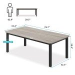 Industrial Grey Dining Table for 6-8 People