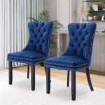 Blue Velvet Dining Chairs Set of 2