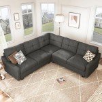 HONBAY L-Shaped Convertible Sectional Sofa - Dark Grey