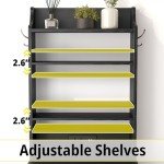 LIKIMIO Vintage Black Nightstand with Charging Station