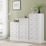 Stylish 6 Drawer White Tall Dresser with Handles