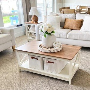 Modern Farmhouse Coffee Table with Storage - 2 Tiers