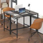 Modern Computer Desk with Power Outlet and Hooks