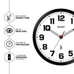 12" Black Atomic Wall Clock - Automatic & Stylish