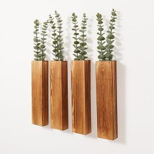 Wood Wall Planters with Faux Eucalyptus - 4 Pack