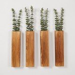Wood Wall Planters with Faux Eucalyptus - 4 Pack