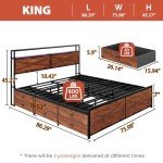 King Size Bed Frame with Storage Drawers & LED