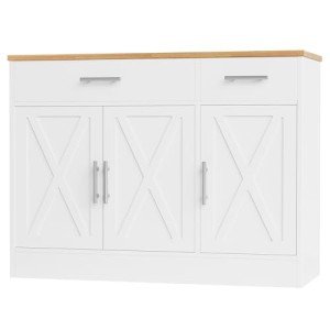 Modern Farmhouse Sideboard Buffet Cabinet with 3 Doors