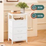 Yoobure LED Nightstand with Charging Station and Drawers