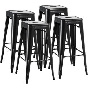 Furmax Stackable Metal Bar Stools – Set of 4