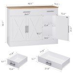 Modern Farmhouse Sideboard Buffet Cabinet with 3 Doors