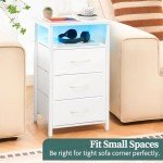Yoobure LED Nightstand with Charging Station and Drawers
