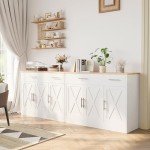 Modern Farmhouse Sideboard Buffet Cabinet with 3 Doors