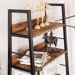 Industrial 5-Tier Ladder Bookshelf with Metal Frame