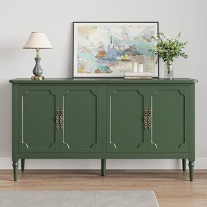 Mid Century Modern 4-Door Console Cabinet - Green