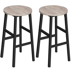 Set of 2 Industrial Round Bar Stools