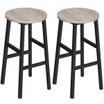 Set of 2 Industrial Round Bar Stools