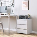 White Nightstand with 3 Drawers and Cut-Out Handles