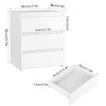 White Nightstand with 3 Drawers and Cut-Out Handles