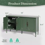 Mid Century Modern 4-Door Console Cabinet - Green