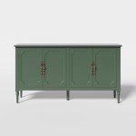 Mid Century Modern 4-Door Console Cabinet - Green