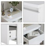 White Nightstand with 3 Drawers and Cut-Out Handles
