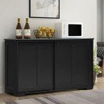 Large Black Byroce Sideboard Buffet Cabinet