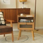 Mid Century Nightstand with Charging Station and Glass Drawer