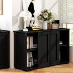 Large Black Byroce Sideboard Buffet Cabinet