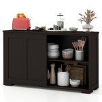 Large Black Byroce Sideboard Buffet Cabinet