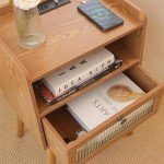 Mid Century Nightstand with Charging Station and Glass Drawer