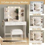White Makeup Vanity Desk with Adjustable Lights