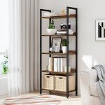 NUMENN 5-Tier Vintage Bookshelf for Home and Office