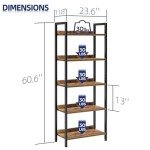 NUMENN 5-Tier Vintage Bookshelf for Home and Office