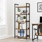 NUMENN 5-Tier Vintage Bookshelf for Home and Office