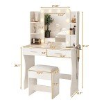 White Makeup Vanity Desk with Adjustable Lights