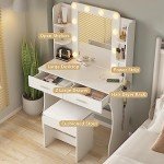 White Makeup Vanity Desk with Adjustable Lights