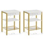 Modern White and Gold Side Tables with Charging Ports