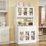 71'' Tall Kitchen Pantry Cabinet with Microwave Stand