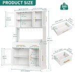71'' Tall Kitchen Pantry Cabinet with Microwave Stand