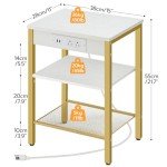 Modern White and Gold Side Tables with Charging Ports