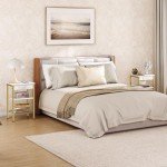 Modern White and Gold Side Tables with Charging Ports