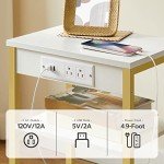 Modern White and Gold Side Tables with Charging Ports